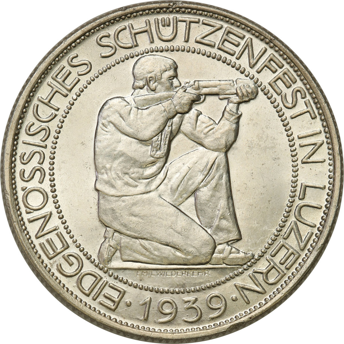 Szwajcaria. 5 franków 1839, Bern, Festiwal Strzelecki